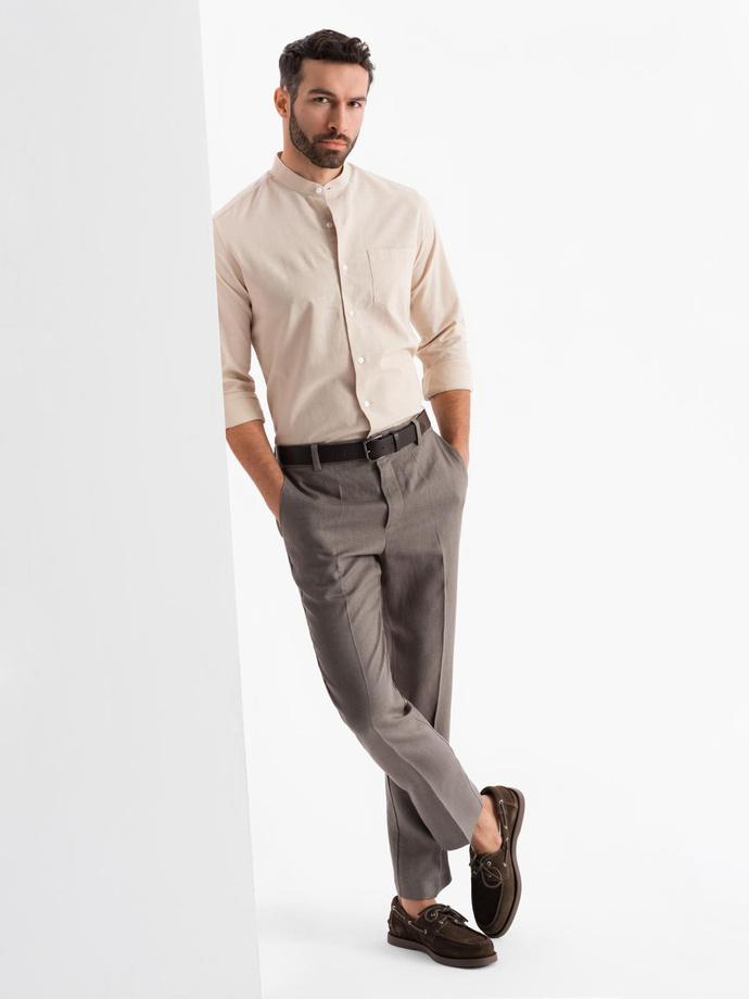 Blazer bărbătesc cu croială REGULAR cu in - crem V1 OM-BLZB-0128