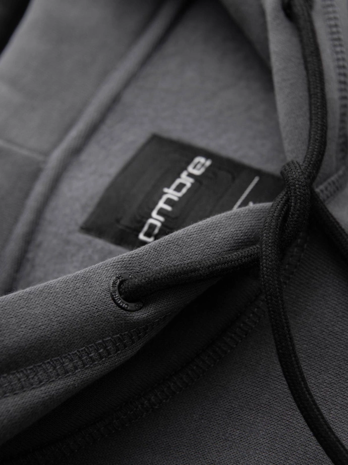 Pánská klokaní mikina s výšivkou a kapucí - grafitová V2 OM-SSNZ-0241