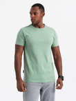 BASIC men's cotton shirt set with round neckline - gray-green/white/beige V14 OM-TSBS-0232 