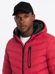 Men's quilted sports jacket with contrasting zipper - red V8 OM-JALP-0179