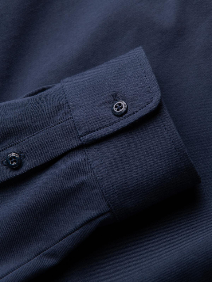 Pánská bavlněná košile REGULAR z jednoduchého žerzeje - tmavě modrá V2 OM-SHCS-0138