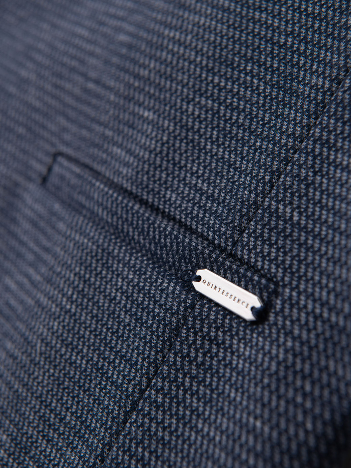 Elegantná pánska štruktúrovaná pletená vesta na mieru - tmavomodrá V1 OM-BLZV-0147