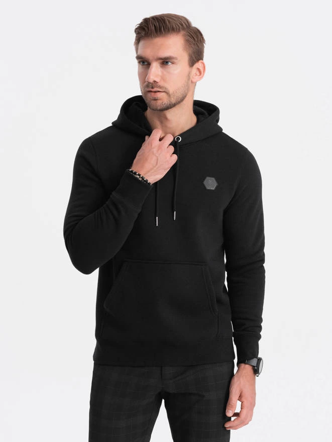 Men's kangaroo hoodie - black V2 OM-SSNZ-0117