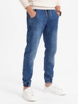 Men's denim jogger pants - light blue V1 OM-PADJ-0106