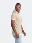 Tricou bărbătesc casual din bumbac cu glugă - bej V5 OM-TSCT-22SS-001