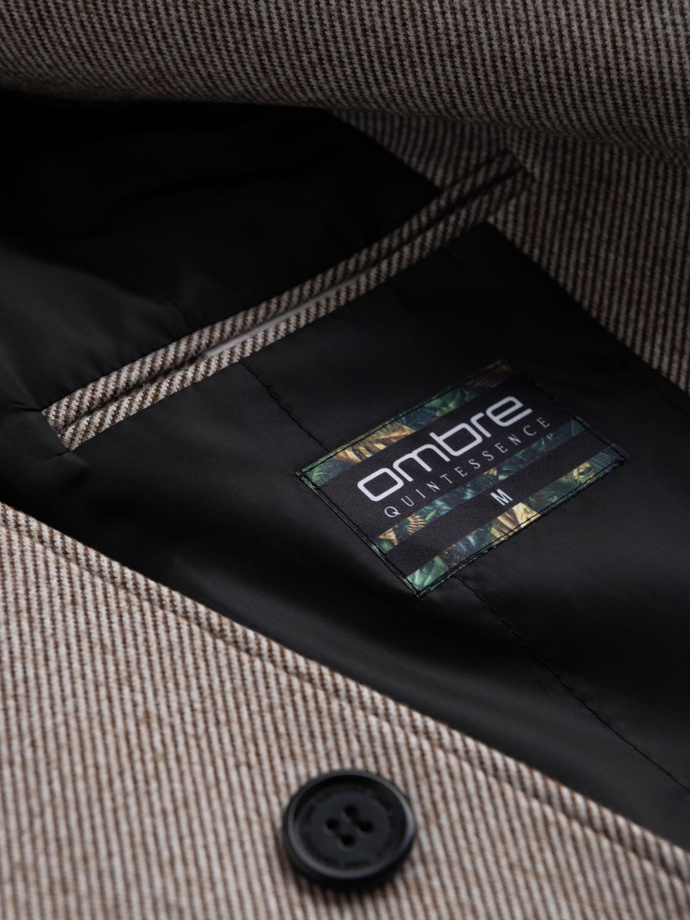 Palton bărbătesc cu model și buzunare - cenușă V1 OM-COWC-0108