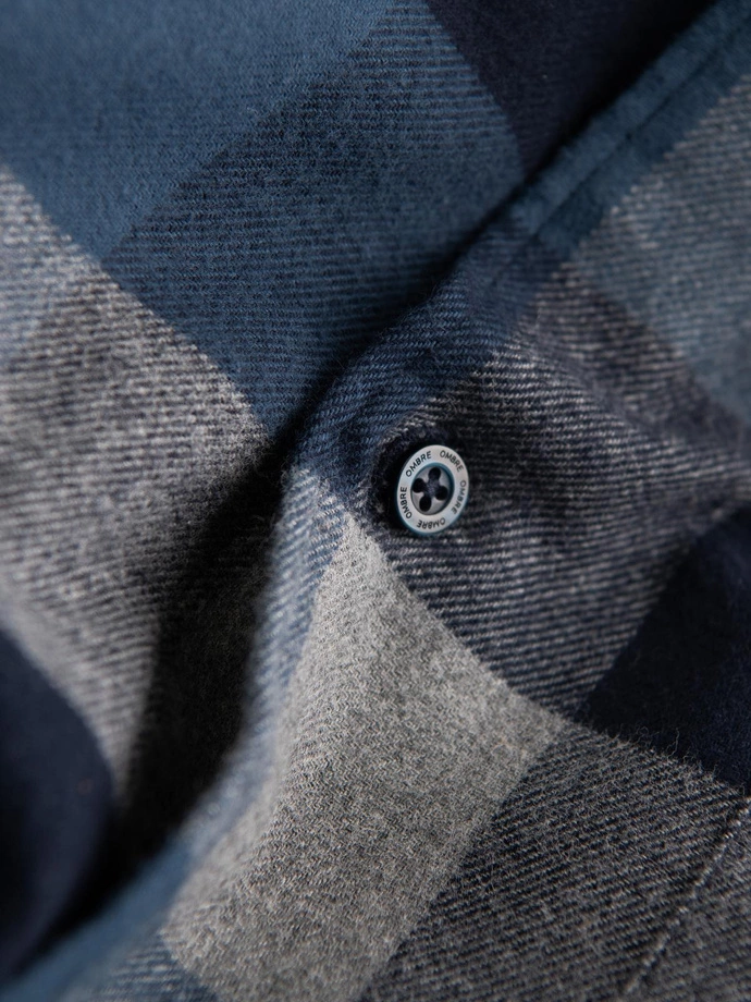 Pánská kostkovaná flanelová košile - modrá V4 OM-SHCS-0150