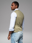 Fitted men's structured knit vest with lapels - olive V1 OM-BLZV-0144