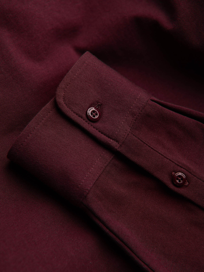 Cămașă bărbătească din bumbac REGULAR din tricot jerseu simplu - maro V3 OM-SHCS-0138