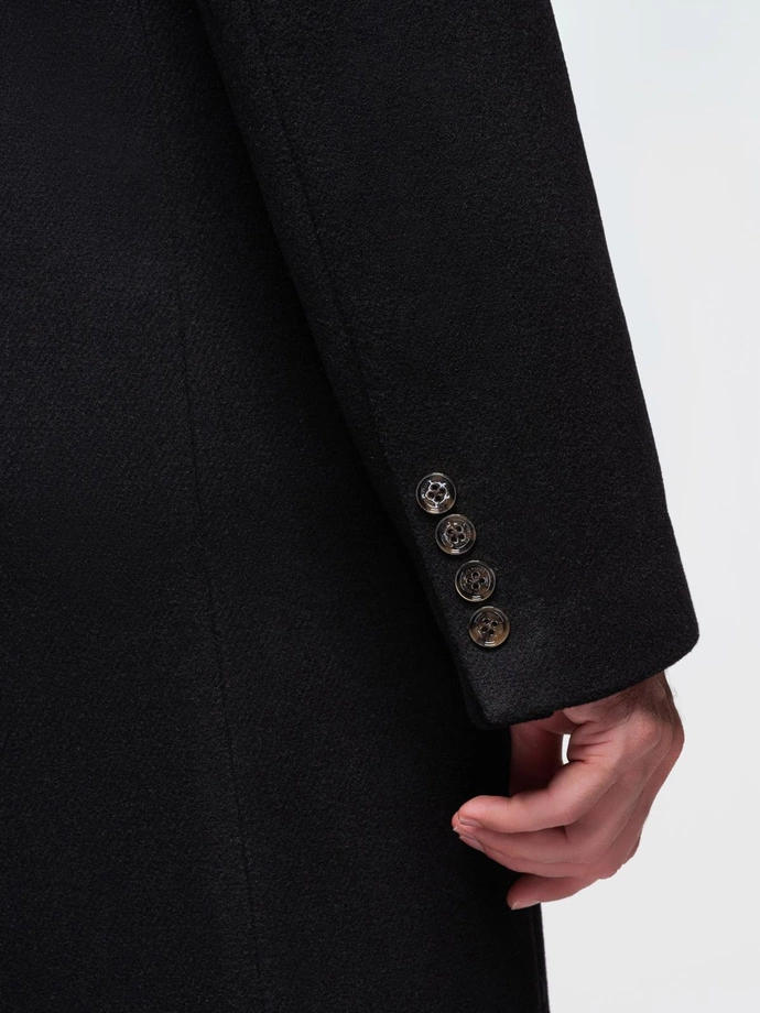 Men's double-breasted wool coat - black V2 OM-COWC-0133