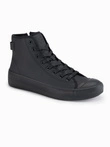 Men's high top sneakers with zipper for easy donning - black V1 OM-FOTH-0184