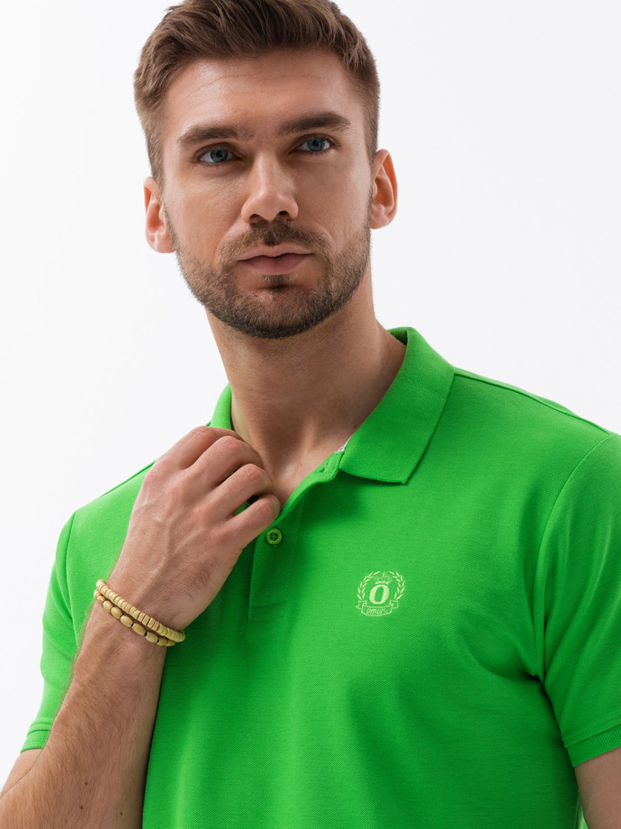Tricou polo bărbătesc din tricot piqué - verde V25 S1374