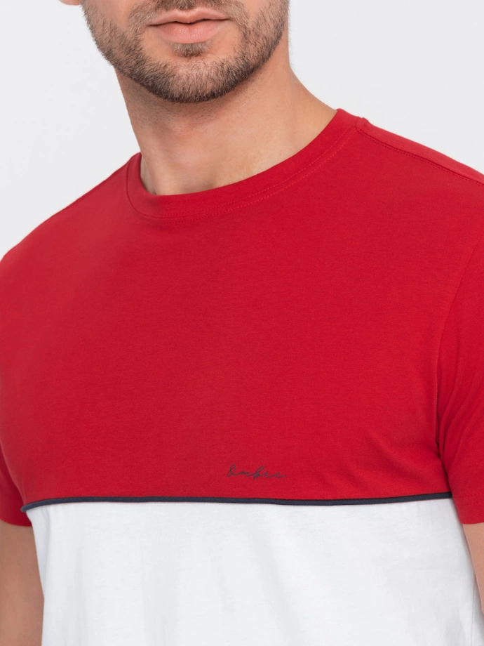 Tricou bărbătesc din bumbac bicolor - roșu și alb V6 S1619