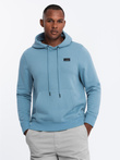 Men's kangaroo sweatshirt with hood and metal pin - blue V4 OM-SSNZ-0141