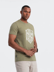 Men's motorcycle style printed t-shirt - olive V2 OM-TSPT-0125