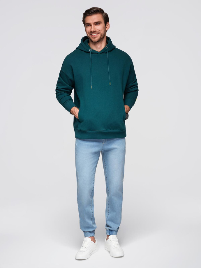 Pantaloni bărbătești JOGGERY din denim cu evazare clasică - albastru deschis V1 OM-PADJ-0265