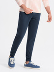 Pantaloni de trening jogger din bumbac pentru bărbați BASIC - albastru marin V1 OM-PABS-0174