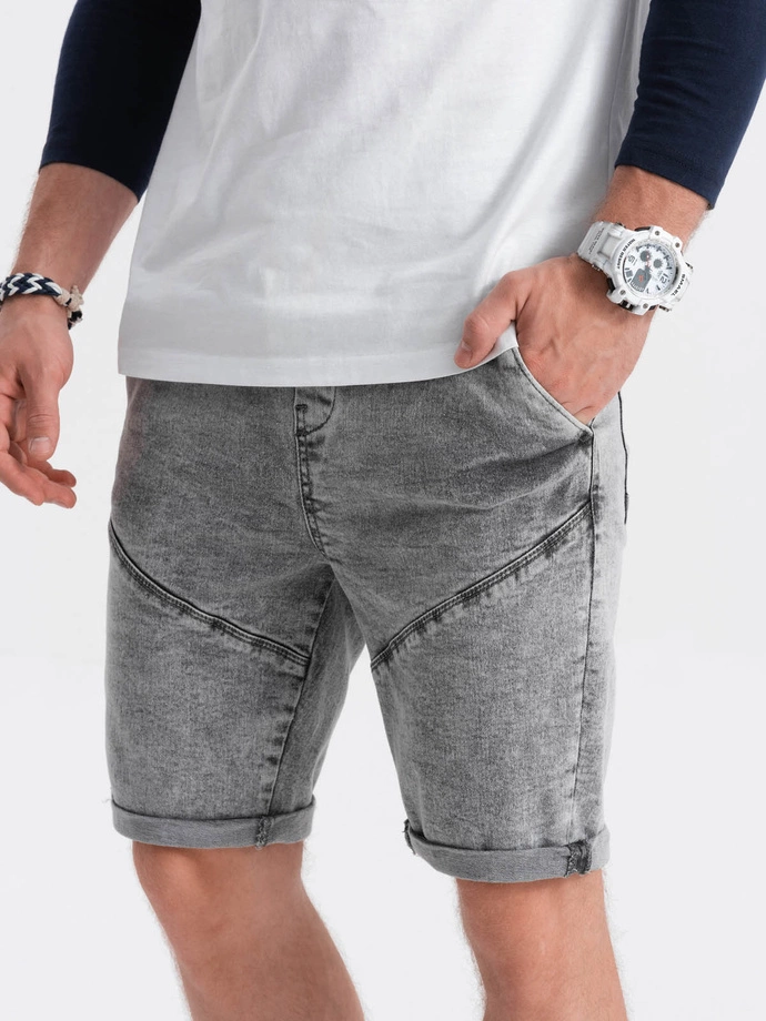 Pantaloni scurti din denim barbati - gri W361