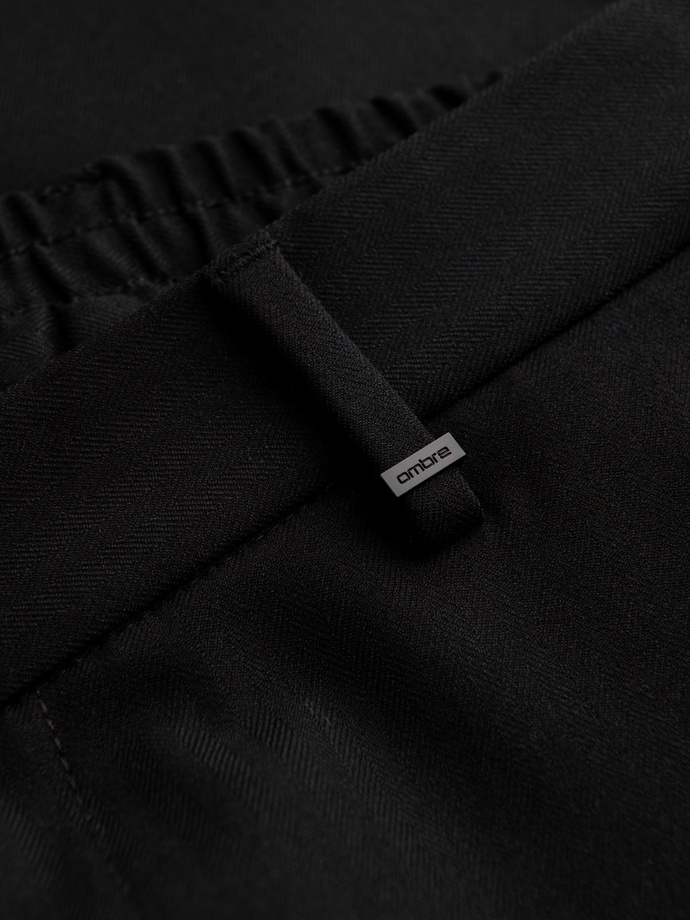 Pantaloni chino pentru bărbați cu talie elastică SLIM FIT - negru V3 OM-PACP-0158
