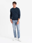 BASIC men's cotton non-stretch sweatshirt - navy blue V1 OM-SSBN-0159