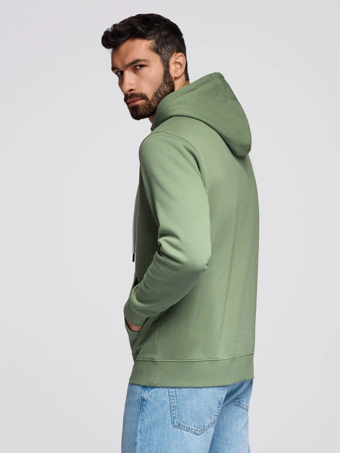 Men's BASIC kangaroo sweatshirt with hood - green V3 B1674