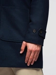 Men's wool and hooded duffle coat - navy blue V2 OM-COWC-0131