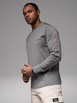 Men's cotton U-neck longsleeve with piping and chest print - grey V5 OM-LSCL-0127