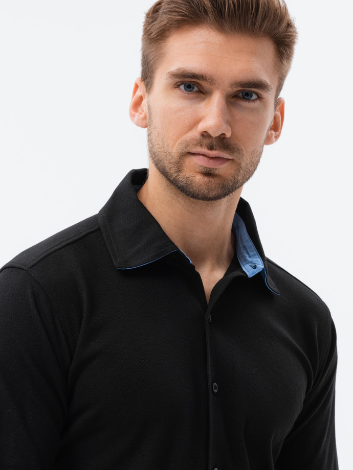 Men's long sleeve knit shirt - black V4 K540