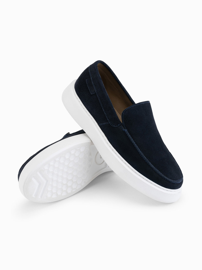 Pantofi bărbătești tip slip-on cu talpă groasă - albastru marin V4 OM-FOCS-0152