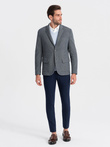Men's blazer with elbow patches - navy blue V2 OM-BLZB-0108