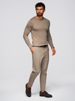 BASIC men's classic viscose sweater with round neckline - dark beige V15 OM-SWBS-0106