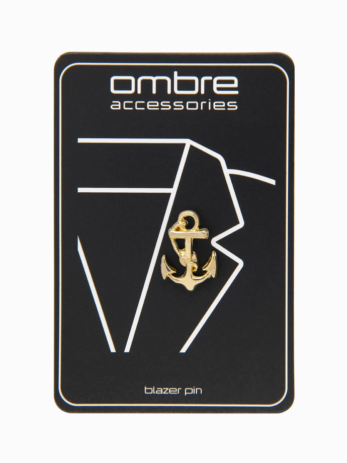 Broșă decorativă de metal pentru îmbrăcăminte - ancoră - aur V1 OU-ACPN-0114