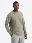 Men's cotton longsleeve LOOSE FIT with round neckline - khaki V4 OM-LSBC-0129