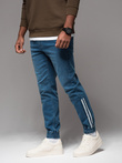 Men's denim joggers with piping - blue V3 OM-PADJ-0156