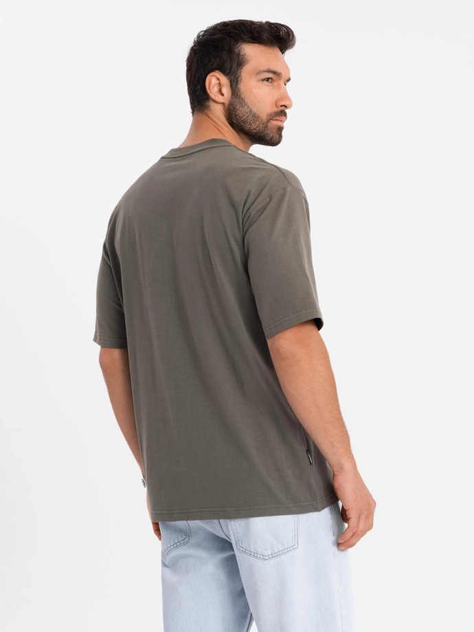 Tricou LOOSE FIT din bumbac pentru bărbați cu decolteu rotund - mentă V6 OM-TSBC-0234