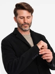 Palton bărbătesc lung, stil costum, cu o singură pieptănătură - negru V1 OM-COWC-0105
