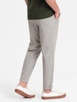 Vyriškos REGULAR FIT chino kelnės su elastine juosta - pilkai smėlio spalvos V1 OM-PACP-0157