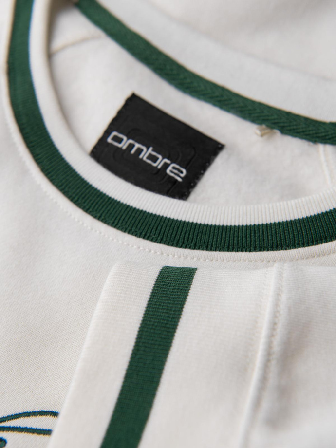 Men's sweatshirt with raglan sleeves and contrasting details - white V2 OM-SSNZ-0244