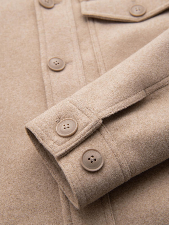 Pánska košeľová bunda - béžová V1 OM-JANP-0291