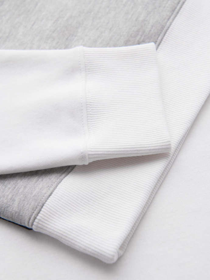 Pánská mikina OVERSIZE v kontrastní barevné kombinaci - bílá a šedá V1 OM-SSNZ-0130