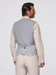 Men's jacquard suit vest without lapels - light grey V1 OM-BLZV-0106