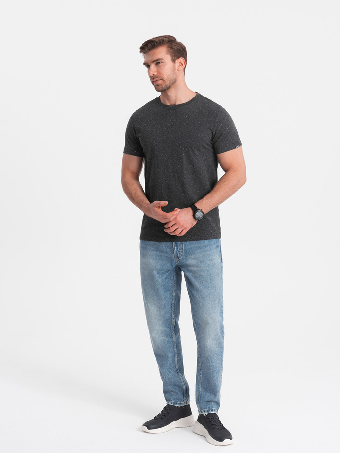 Pánske tričko s ozdobným efektom konfiet - čierne V5 OM-TSCT-0178