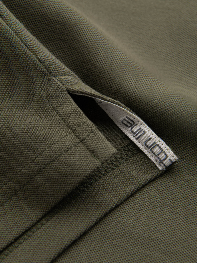 Men's BASIC single-color pique knit polo shirt - dark olive green V6 OM-POBS-0100