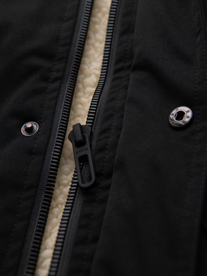 Warmed quilted men's jacket with raglan sleeves - extinguished purple V6 OM-JAHP-0302