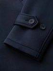 Minimalist men's mid-length coat with hood - navy blue V5 OM-COLC-0144
