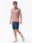 Men's collarless polo t-shirt - pink V7 S1381