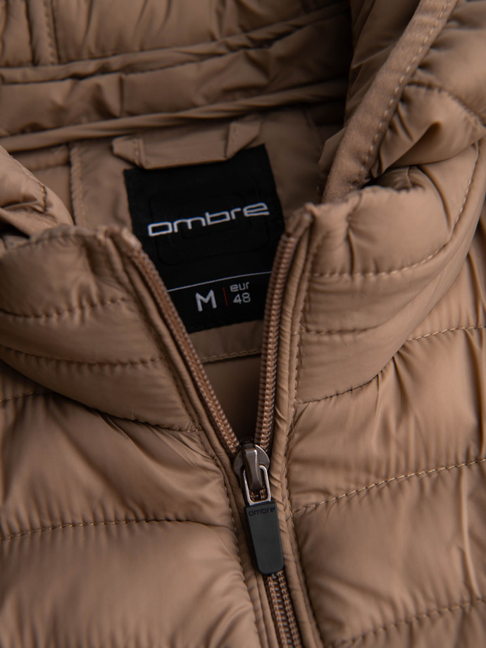 Men's satin-finish bomber jacket with contrasting ribbed cuffs - black V1 OM-JALP-22FW-007