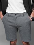 Men's SLIM FIT short shorts in structured melange knit - black V2 OM-SRCS-0166
