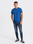 Men's classic cotton BASIC T-shirt - blue V8 OM-TSBS-0146
