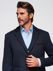 Men's knitted jacket with a fitted cut - navy blue V3 OM-BLZB-0100